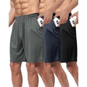 3 Pack Mens Athletic Shorts Quick Dry Workout Basketball Gym Shorts Pockets